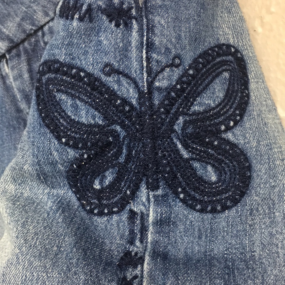 Mossimo Blue Jean Wide Leg Capris Size Large - Picture 5 of 11